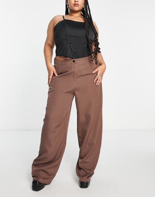 I Saw It First Plus - Broek met wijde pijpen in mauve, deel van combi-set, 4 van 4