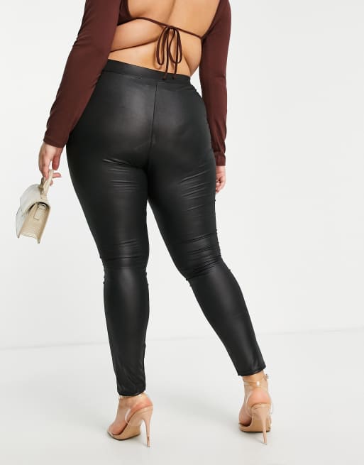I Saw It First Plus – Czarne legginsy z imitacji skóry, 4 z 4