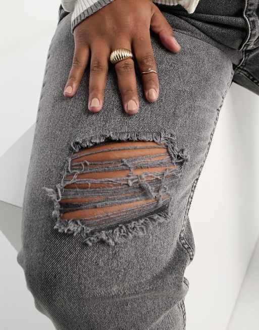 Grey distressed mom store jeans