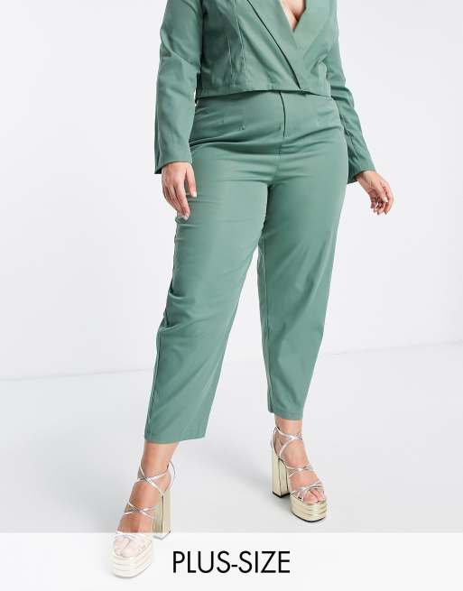 I Saw It First Plus - Elegante pantalon met figuurnaden in blauwgroen, deel van co-ord set