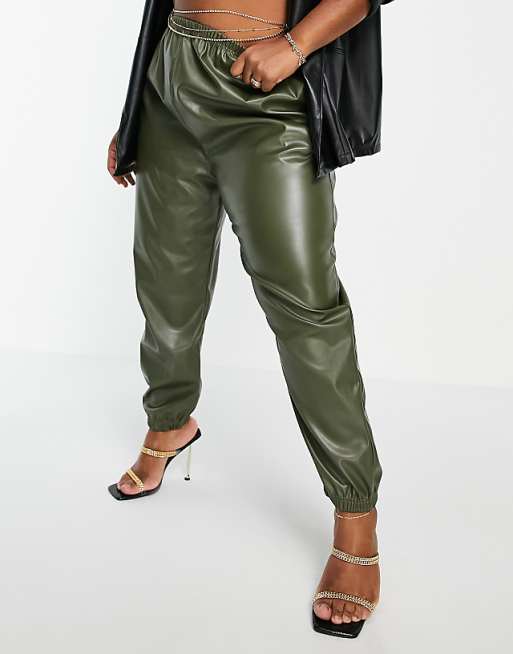 I Saw It First Plus faux leather pants in khaki I Saw It First Plus faux leather pants in khaki