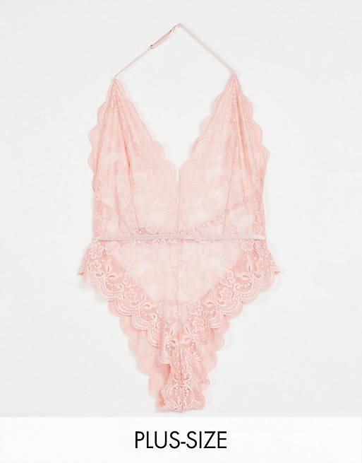 I Saw It First Plus lace body in pink