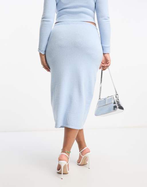I Saw It First Plus midi skirt co-ord in pale blue, 3 of 4