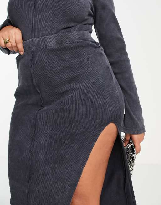 I Saw It First Plus - Midirok met zichtbare naden in antraciet, deel van co-ord set, 3 van 4