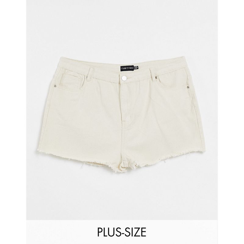 72YLZ Pantaloncini I Saw It First Plus - Mom shorts a vita alta invecchiati color crema