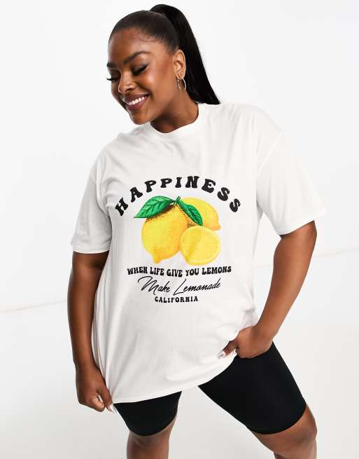 I Saw It First Plus oversized lemon motif t shirt in white ASOS