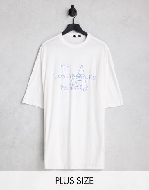  I Saw It First Plus oversized motif tee in white