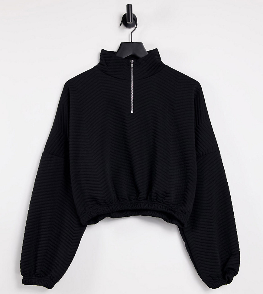 I Saw It First Plus quilted 3/4 zip sweatshirt in black