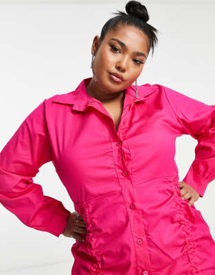 hot pink dress shirt womens