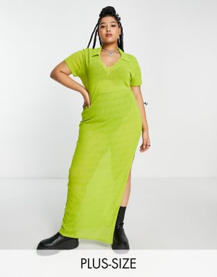 I Saw It First Plus sheer maxi dress in lime green - ASOS Price Checker