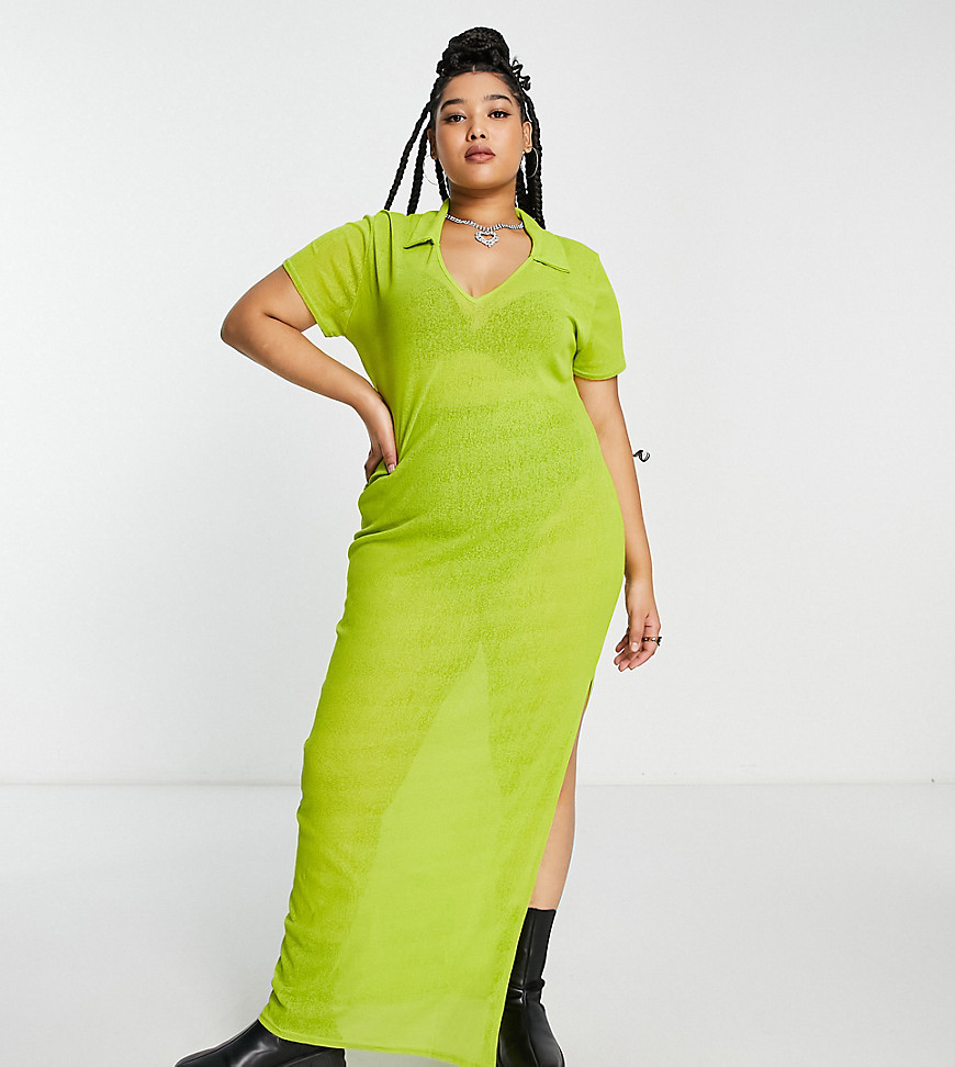 I Saw It First Plus sheer maxi dress in lime green