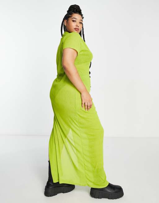 I Saw It First Plus sheer maxi dress in lime green ASOS