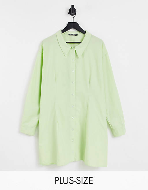 I Saw It First Plus shirt dress in lime