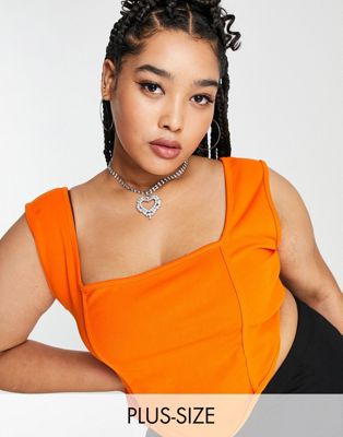 I Saw It First Plus structured corset top in orange - ASOS Price Checker