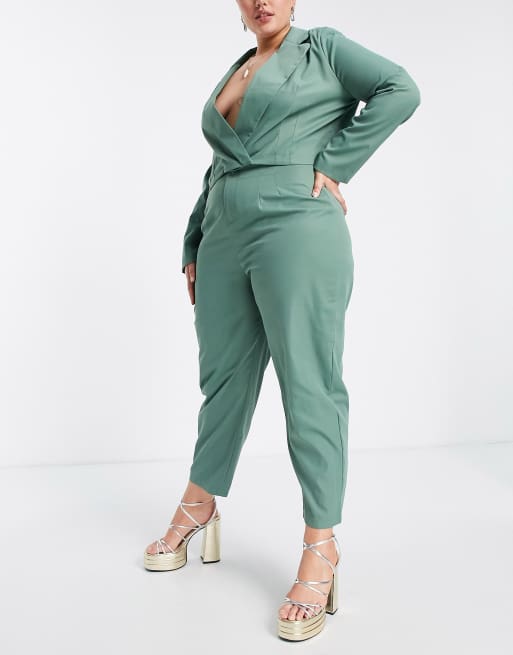 I Saw It First Plus tailored trouser co-ord in teal, 4 of 4