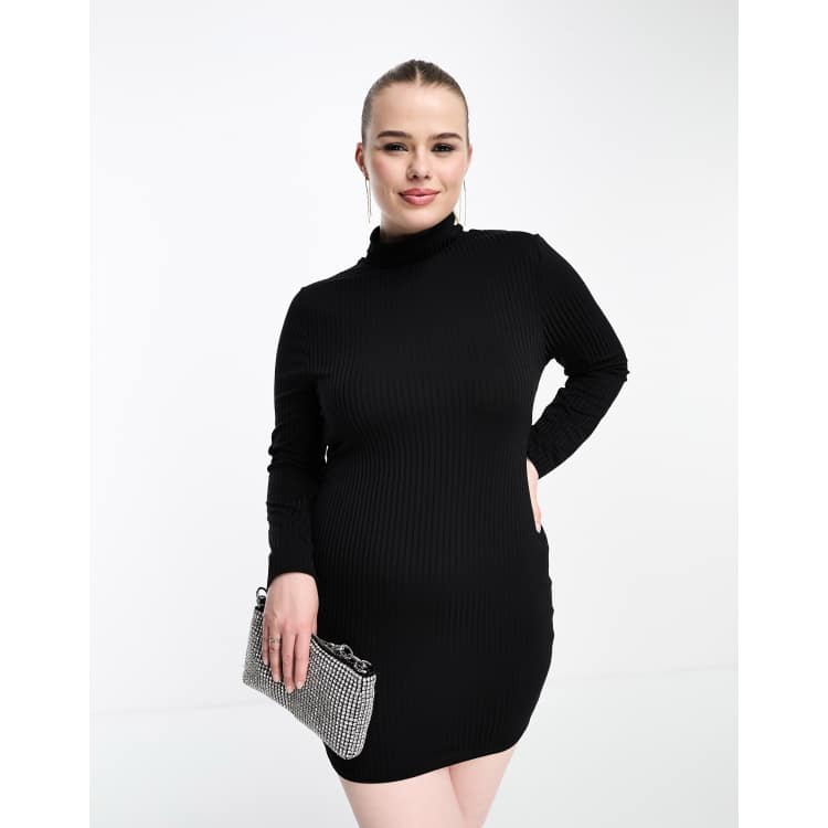 I Saw It First Plus turtle neck mini dress in black