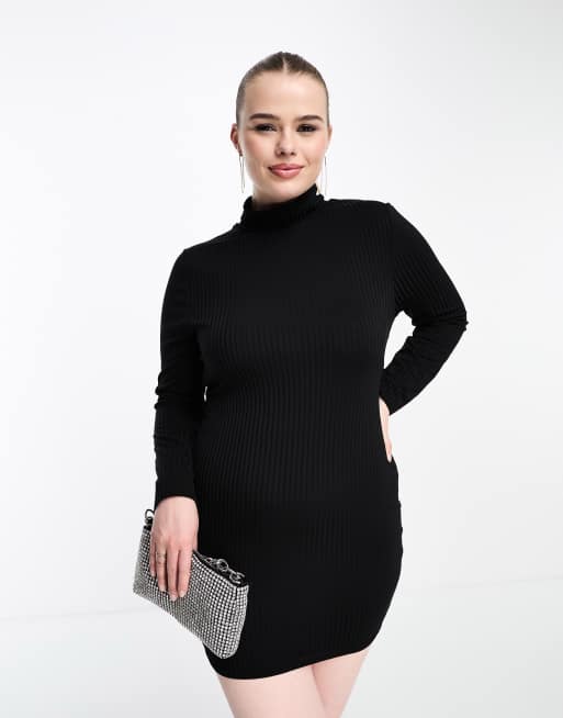 Pocket Turtle Neck Dress Black - Women's Dresses