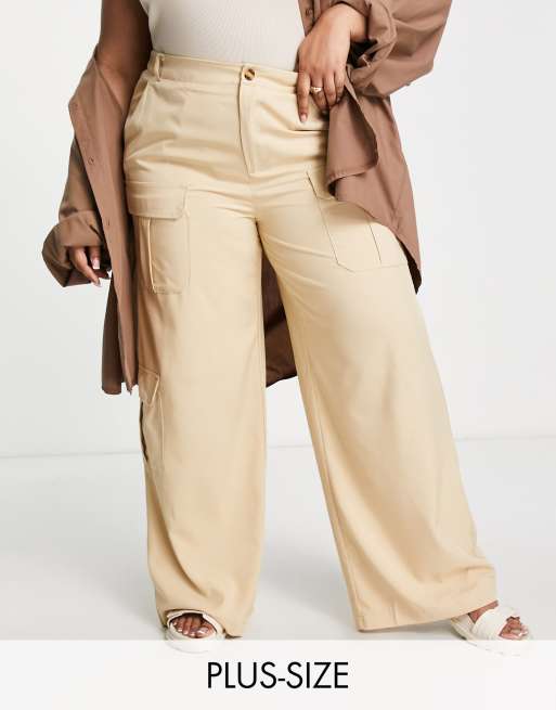 I Saw It First Plus – Utility-Cargohose in Steingrau