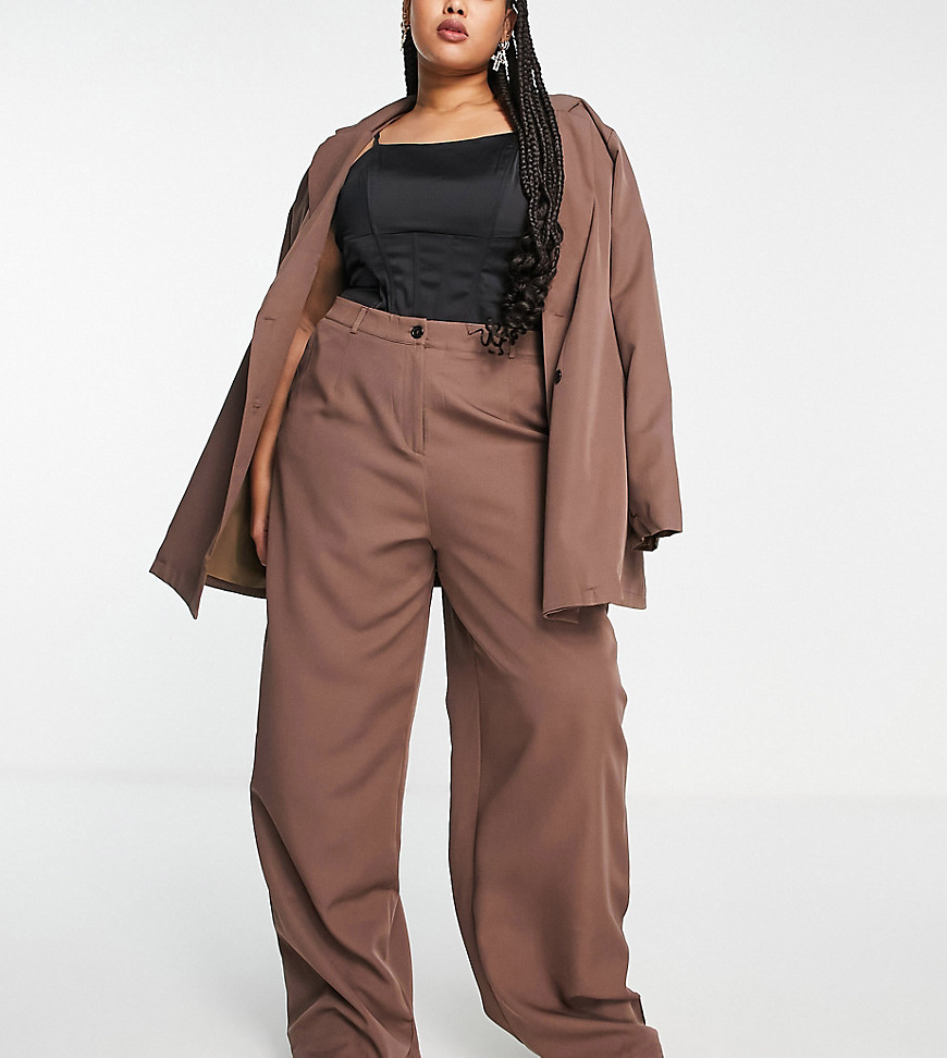 I Saw It First Curve I Saw It First Plus wide leg pants in mauve-Neutral