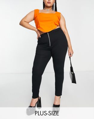 I Saw It First Plus zip front high waist leggings in black - ASOS Price Checker