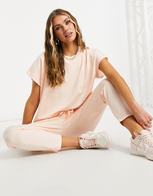 I Saw It First ponte top & jogger lounge set in pink
