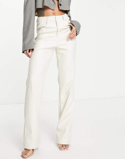 I Saw It First premium PU straight leg pants in cream