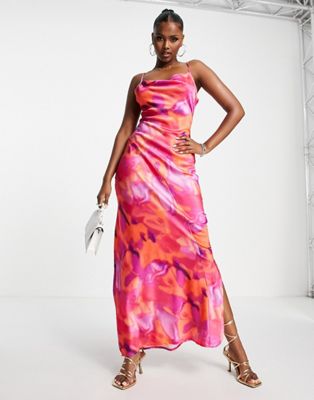 I Saw It First printed maxi dress in red and pink