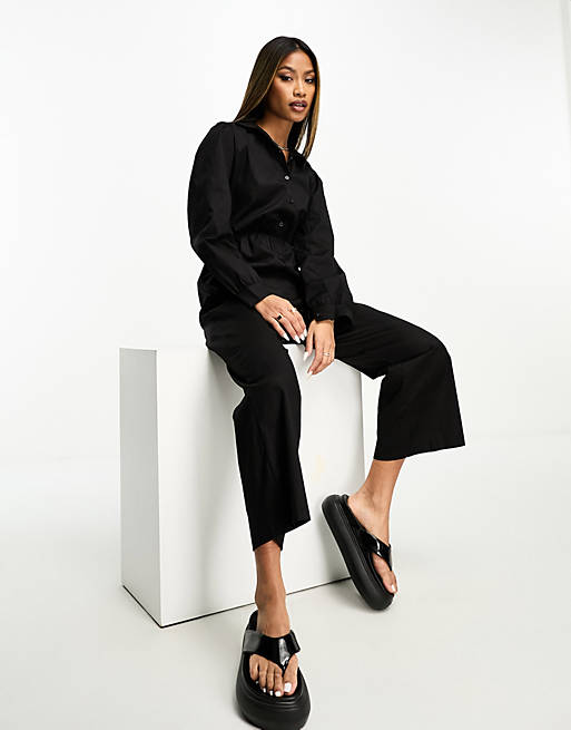 I Saw It First puff sleeve wide leg jumpsuit in black | ASOS