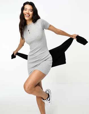 I Saw It First ribbed bodycon mini t-shirt dress in light grey | ASOS