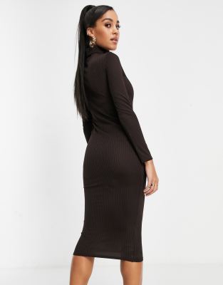 black ribbed polo neck dress