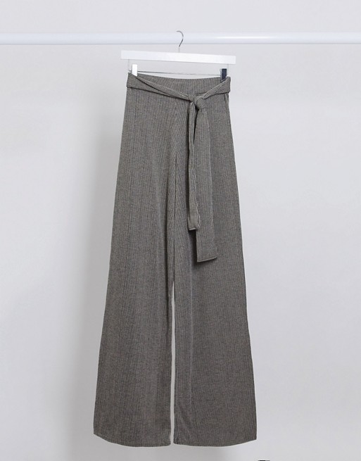 I Saw It First ribbed tie waist trousers