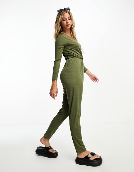 Khaki store ribbed jumpsuit