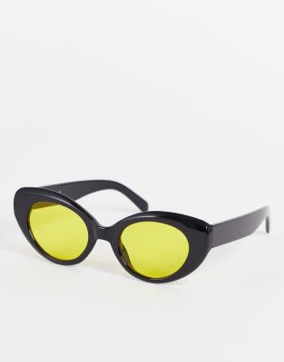 I Saw It First Rounded Cat Eye Sunglasses In Black And Yellow