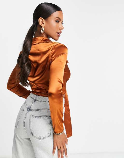 Bronze store satin blouse