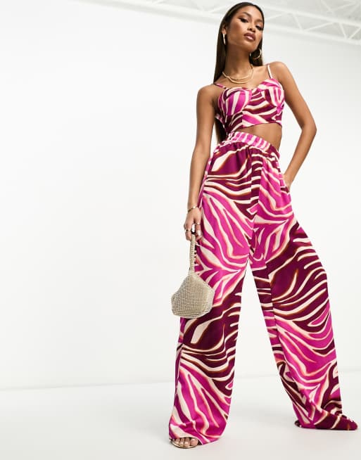 Heartbreak wide leg trousers in zebra print