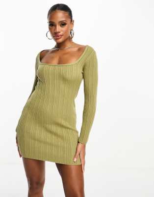 I Saw It First I Saw It First scoop neck bodycon mini dress in green