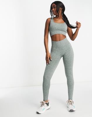 I Saw It First seamless high waisted active leggings and bralet in green marl - ASOS Price Checker