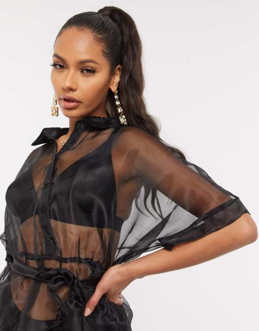 Sheer Organza Shirt - Black