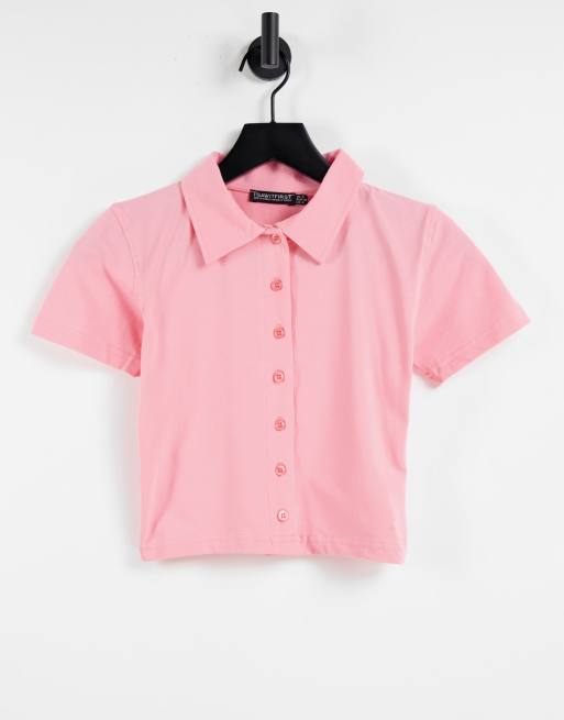 I Saw It First short sleeve polo top in pink