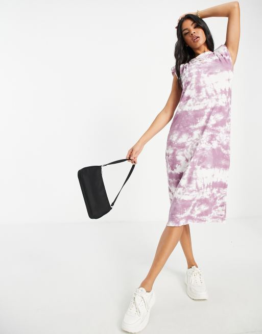 I Saw It First shoulder pad tie dye t-shirt dress in pink, 4 of 4