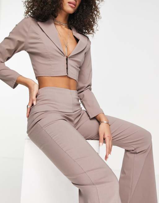 I Saw It First - Skinny flare-broek in stone, deel van co-ord set, 3 van 4