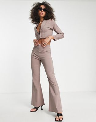 I Saw It First skinny flare trousers co ord in stone - ASOS Price Checker
