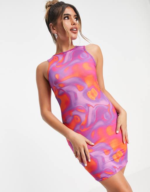 I Saw It First sleeveless marble mini bodycon dress in multi