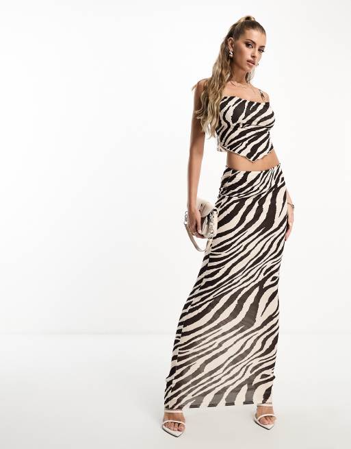 I Saw It First slinky column maxi skirt co-ord in brown zebra