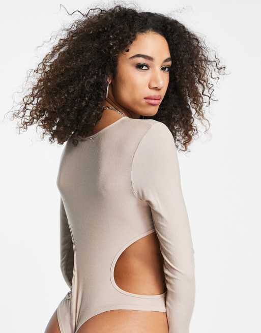 I Saw It First slinky cutout bodysuit in sand ASOS
