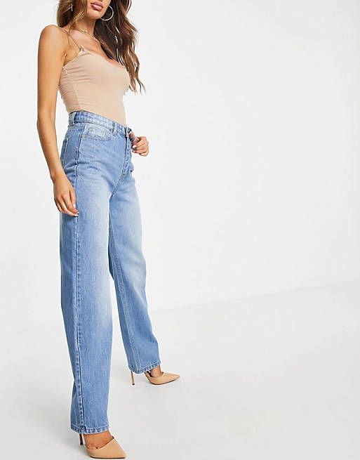Jeans I Saw It First slouch fit jeans in mid blue wash 