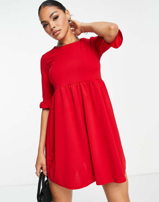 I Saw It First - Smockjurk met ruches aan de mouwen in rood