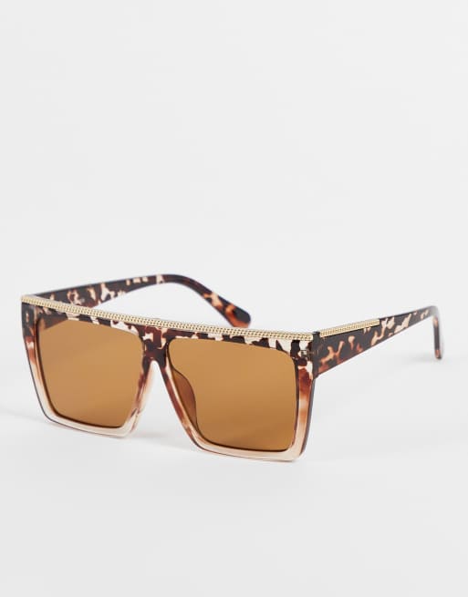 I Saw It First – Sonnenbrille in milchiger Schildpatt-Optik mit flachem Brauensteg