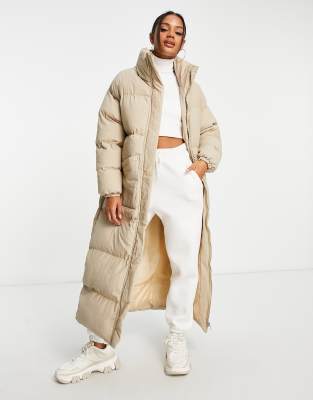 I Saw It First Stone Longline Puffer Coat-neutral