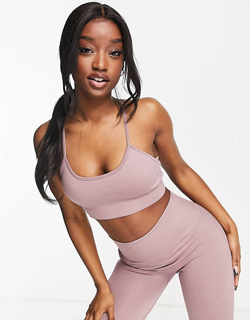 I Saw It First strappy seamless active bralet in mauve